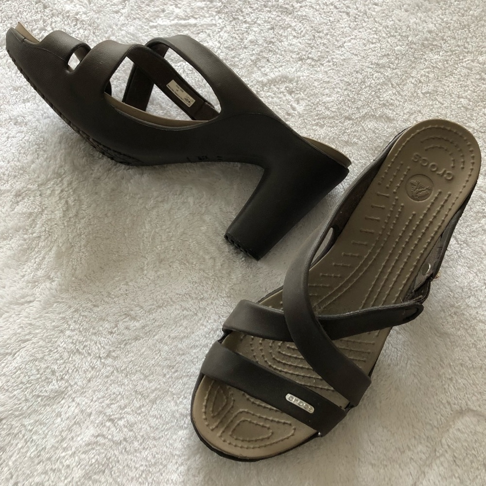 Crocs.  Chunky neutral comfortable!